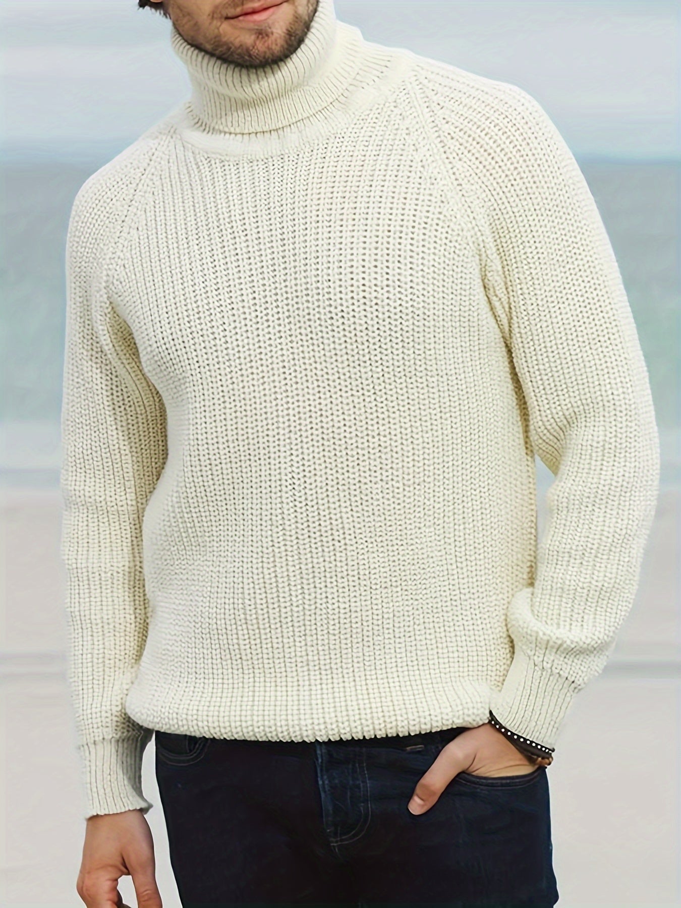 Pull homme col roulé chaud pour hiver