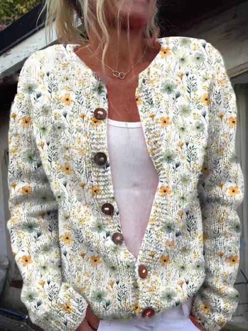 Gilet Femme Floral Élégant Col V