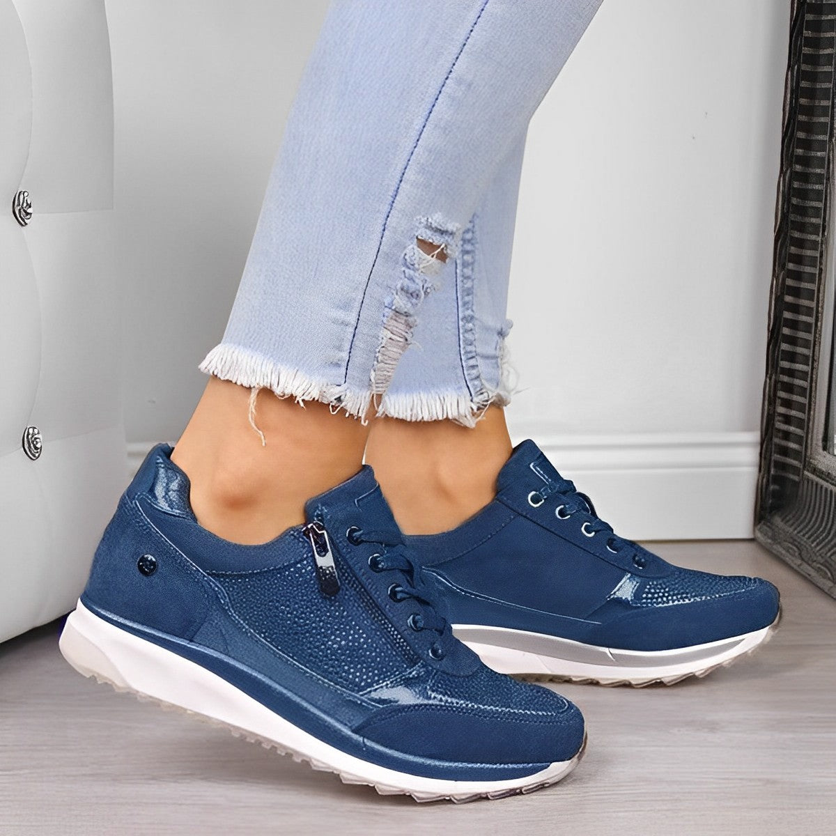 Chaussures Running Femme Brillantes avec Lacets Éclair