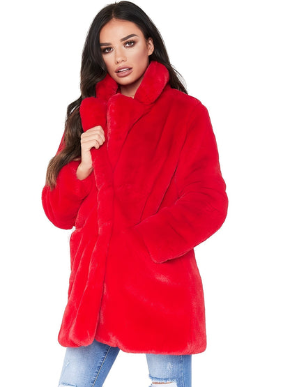 Manteau Femme Mi-Long Hivernal avec Poches et Fermeture Éclair