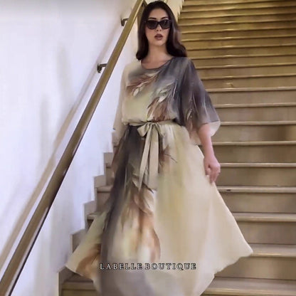 Robe Maxi Femme en Chiffon Léger Coupe Fluide