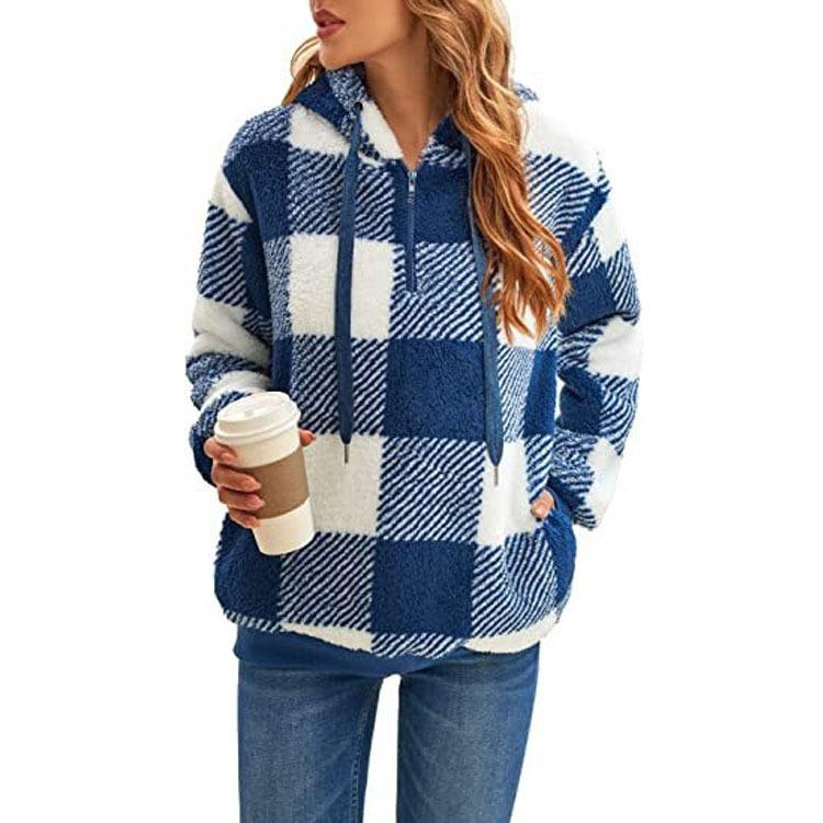 Pull en Maille à Carreaux Chaud et Confortable pour Femme