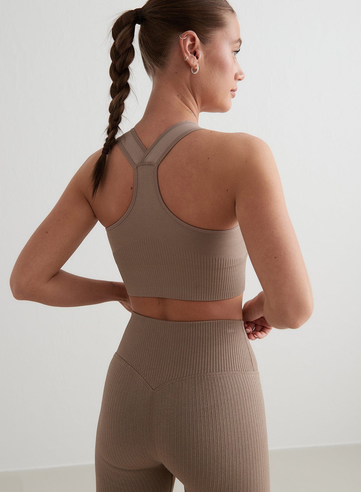 Brassière sport Femme Côtelée Extensible Maintien élevé Entraînement