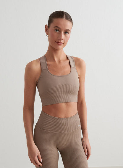 Brassière sport Femme Côtelée Extensible Maintien élevé Entraînement
