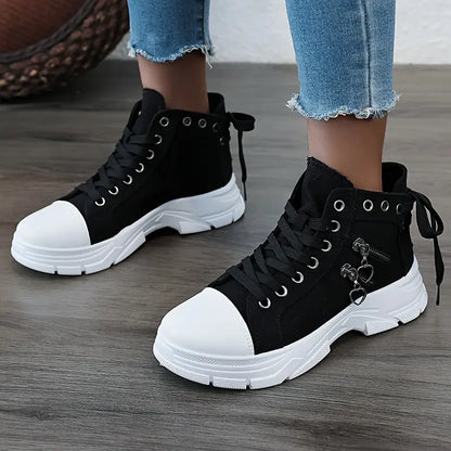 Baskets Hautes Femme Bleu Jeans à Fermeture Éclair