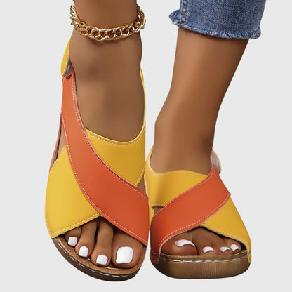 Sandales Femmes Décontractées à Pieds Nus Bicolores
