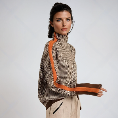 Pull Femme Col Montant Maille Chaude Coupe Moderne - PanierRoyale