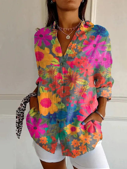 Chemisier Femme Floral Élégant Manches Longues