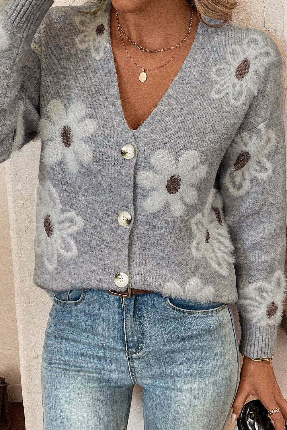 Cardigan Femme Manches Longues Col V Doux
