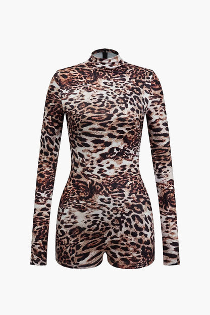 Body Manche Longue Leopard Imprimé Féminin - BerlinGlamour