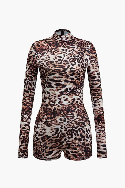 Body Manche Longue Leopard Imprimé Féminin - BerlinGlamour