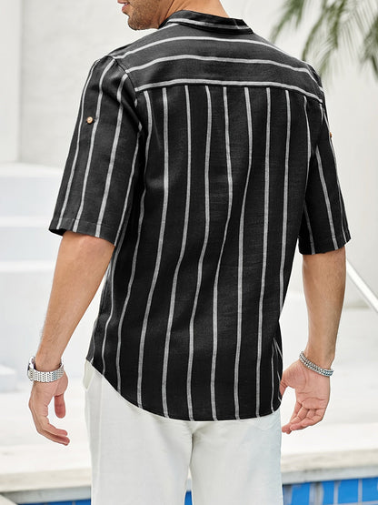 Chemise Coton Rayée Manches Courtes Homme