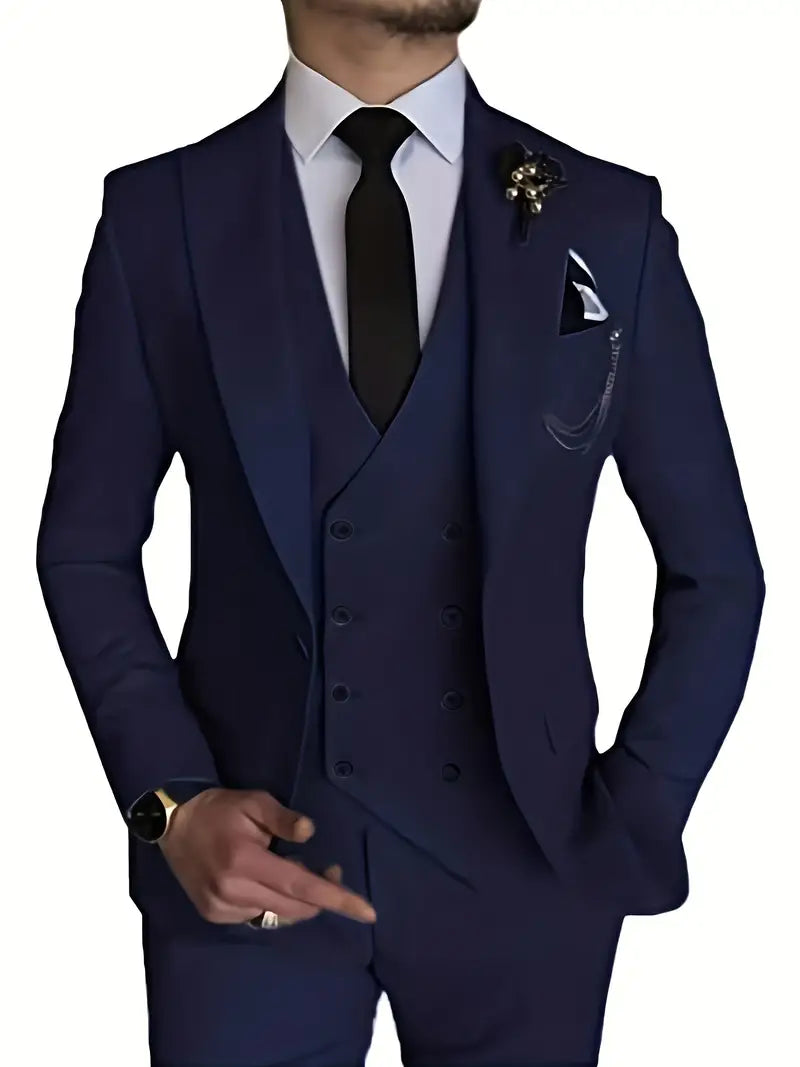 Costume Homme 3 Pièces : Blazer, Gilet et Pantalon Élégant