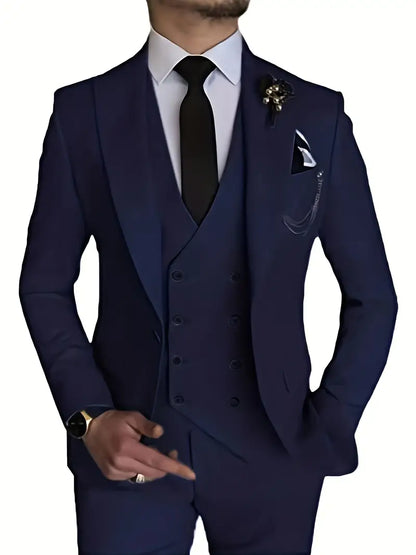 Costume Homme 3 Pièces : Blazer, Gilet et Pantalon Élégant