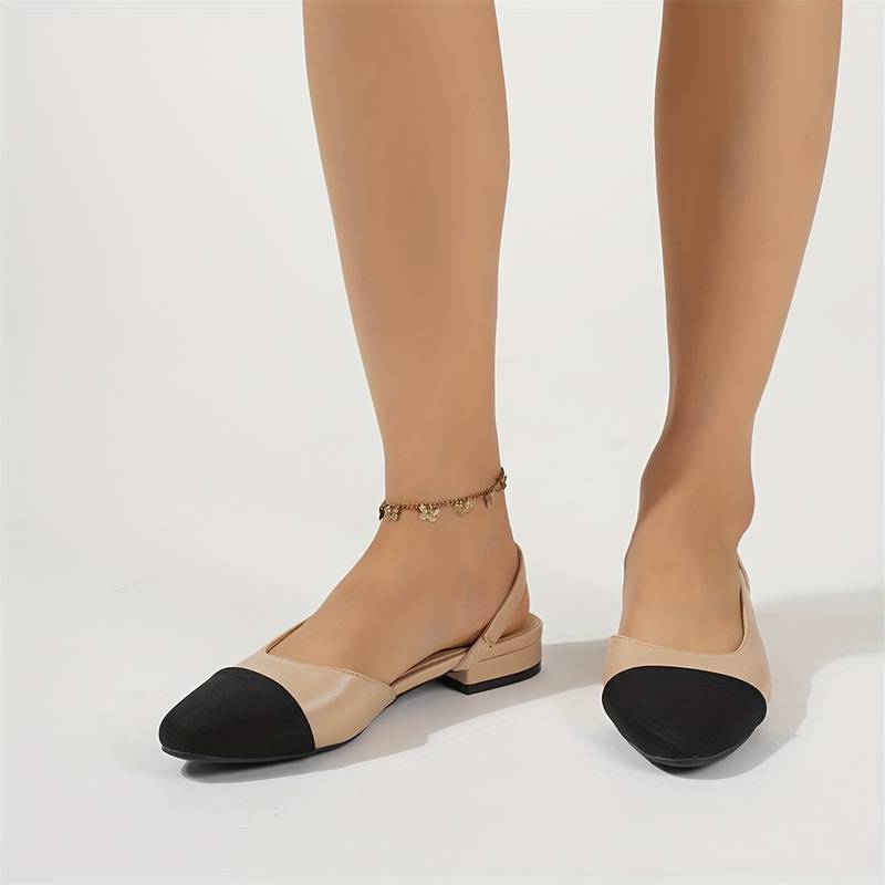 Escarpins Slingback Élégants Beige et Noir