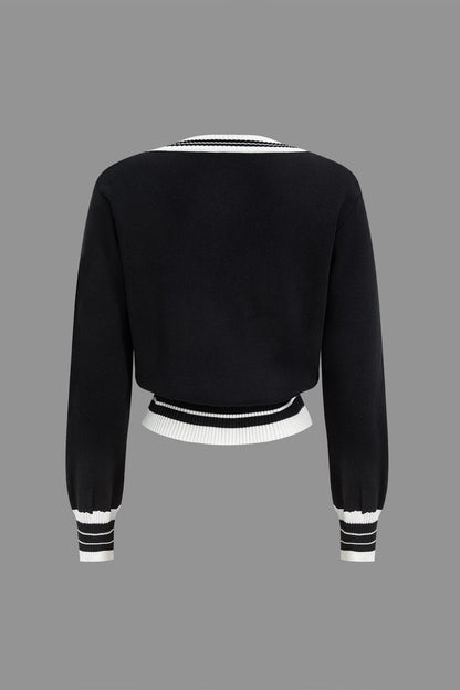 Ensemble Tricot Femme Élégant : Cardigan Court et Pantalon Large