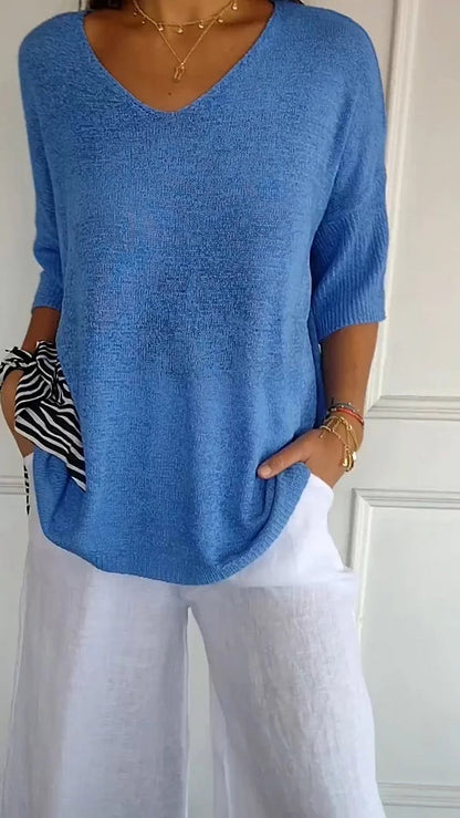 Pull Femme Rose Pastel Manches Courtes Chic