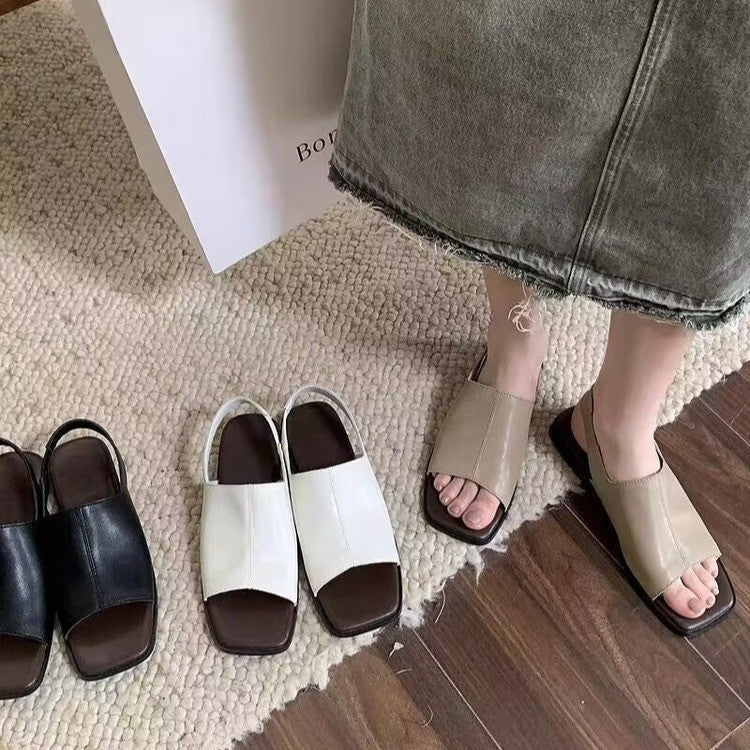 Sandales Femme Talon Bas Confortable Ouvertes Classiques