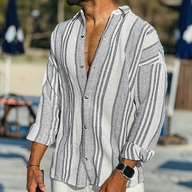 Chemise Homme Rayée Décontractée et Élégante