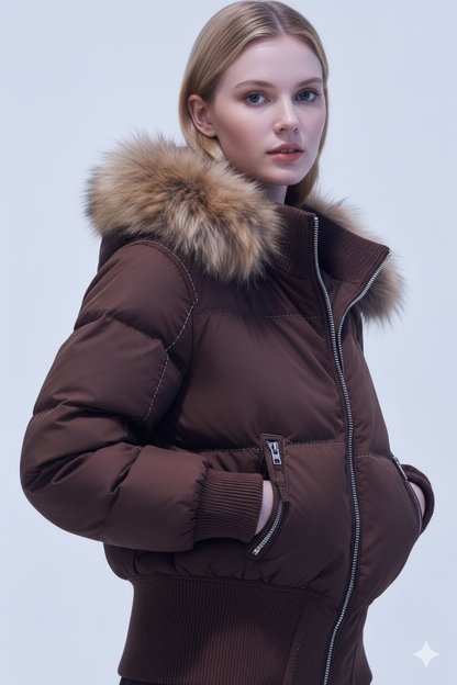Parka Femme Hiver Simili Cuir Élégant