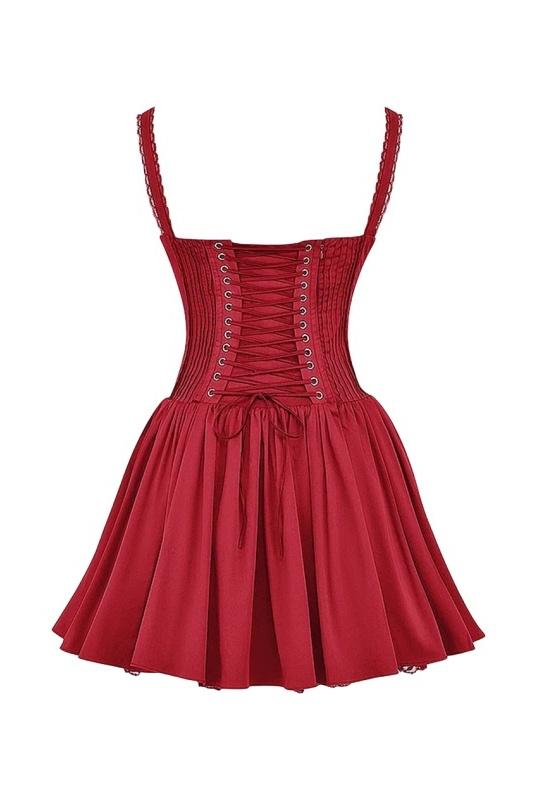 Robe corsetée féminine avec bretelles et détails volants