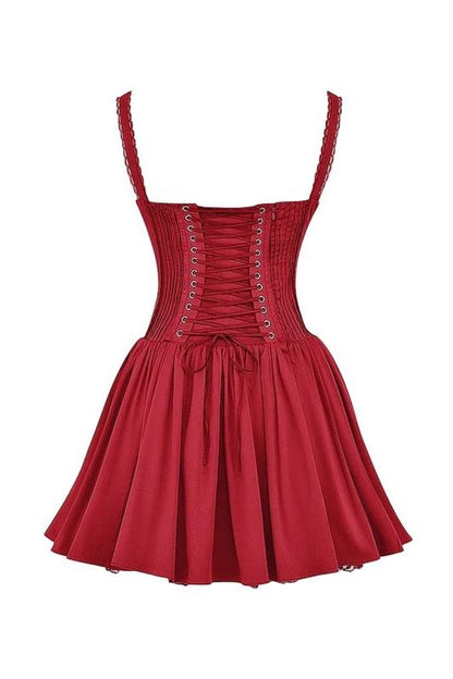 Robe corsetée féminine avec bretelles et détails volants
