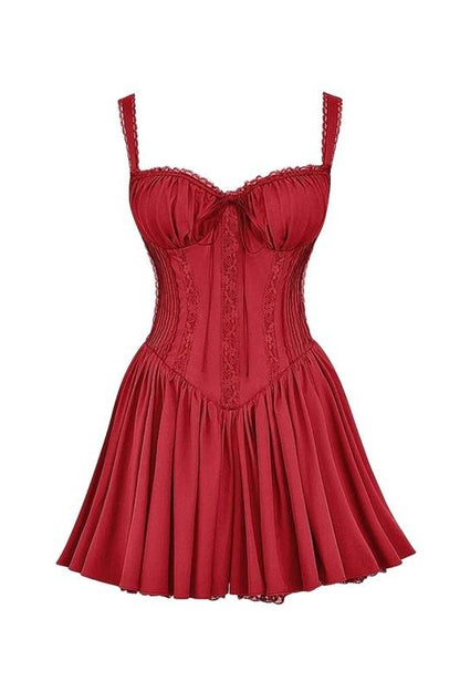 Robe corsetée féminine avec bretelles et détails volants
