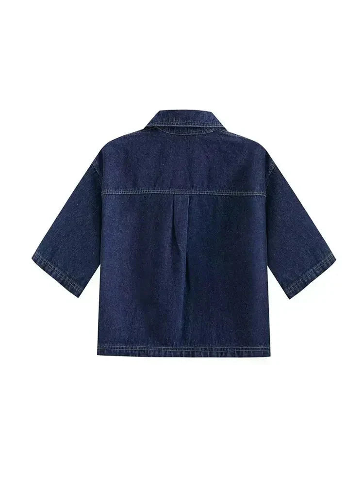 Veste et pantalon en denim slim fit avec veste courte manche