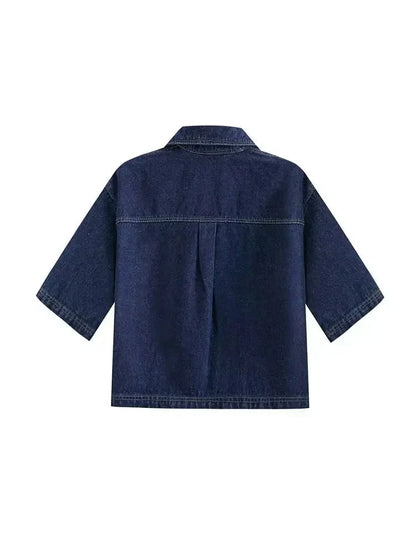 Veste et pantalon en denim slim fit avec veste courte manche