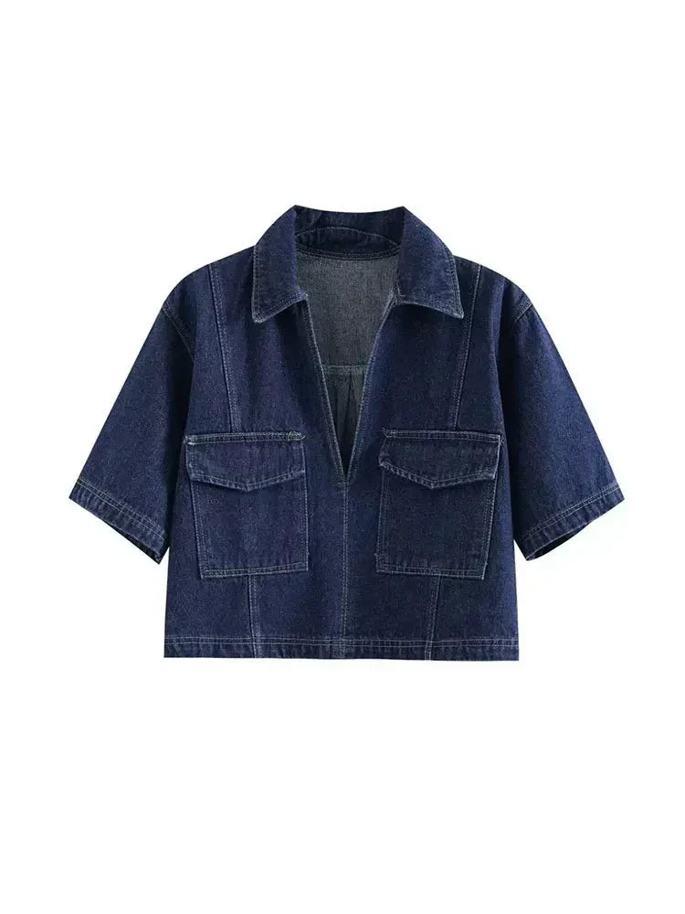 Veste et pantalon en denim slim fit avec veste courte manche - BerlinGlamour