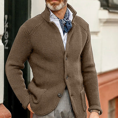Cardigan D'hiver Boutonné À Manches Longues Pour Homme | Avec Poche
