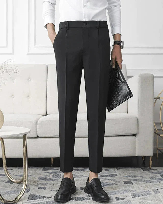 Tenue Homme Noir Complète : Polo Manches Longues, Pantalon et Chaussures en Cuir