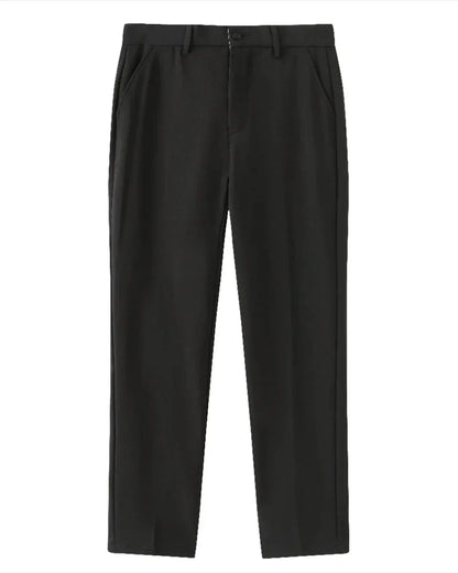 Tenue Homme Noir Complète : Polo Manches Longues, Pantalon et Chaussures en Cuir
