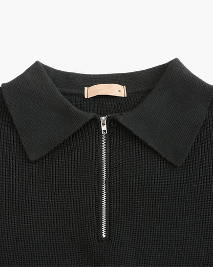Pull Homme Col Polo en Maille Côtelée Chaud et Confortable