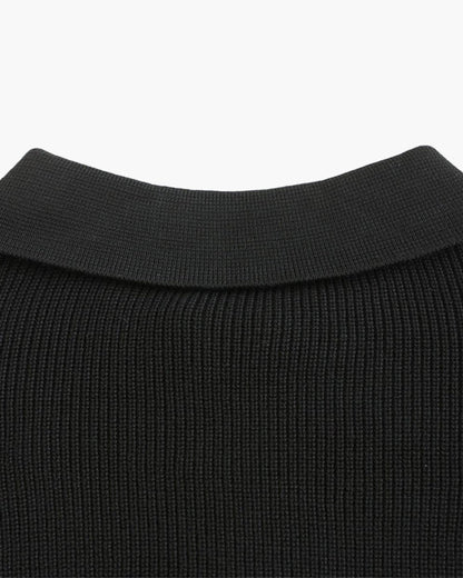Pull Homme Col Polo en Maille Côtelée Chaud et Confortable