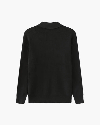 Pull Homme Col Polo en Maille Côtelée Chaud et Confortable