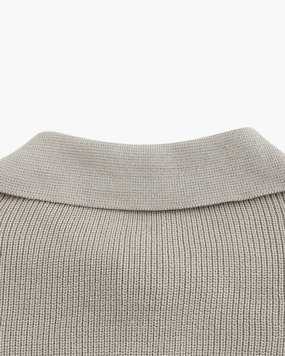 Pull Homme Col Polo en Maille Côtelée Chaud et Confortable