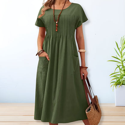 Robe Été Manches Courtes Bleu Marine Confortable