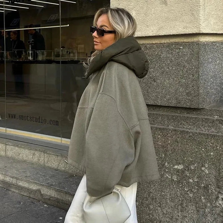 Manteau Femme Élégant Hiver Oversize avec Capuchon Doublure Chaude - PanierRoyale