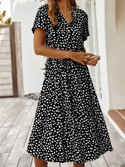 Robe Femme Été Mi-Longue Élastique avec Ceinture Réglable