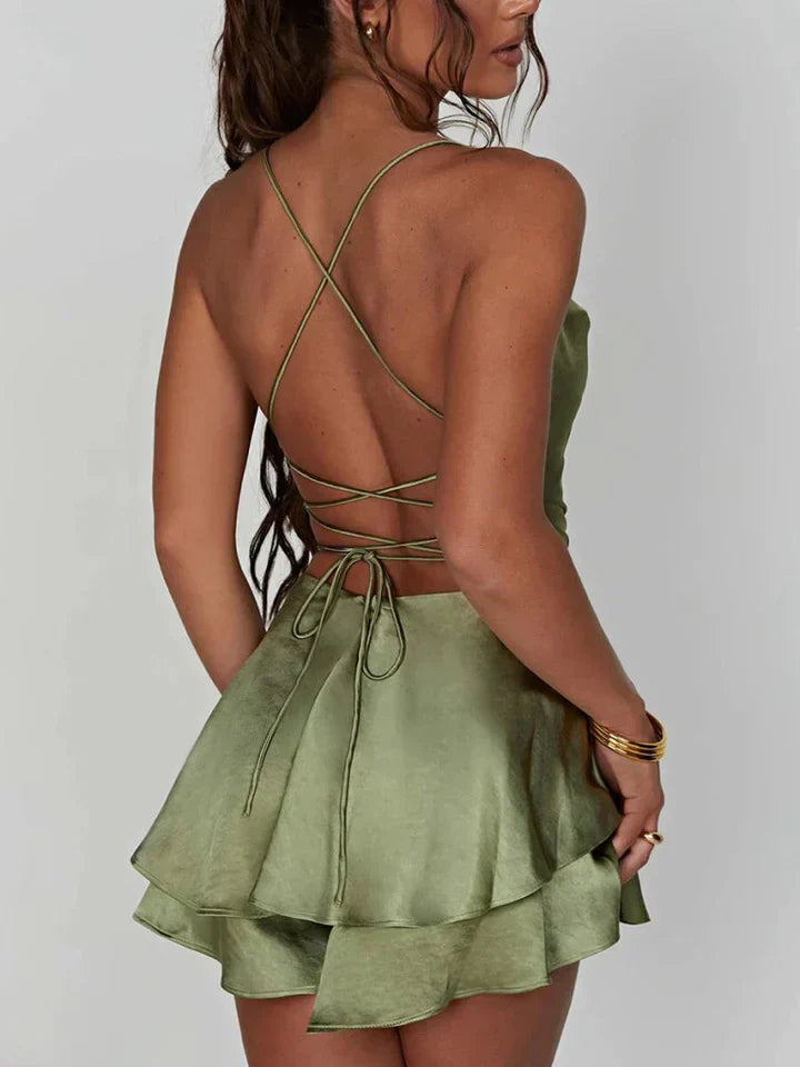Robe Satin Mini Épaules Dévoilées