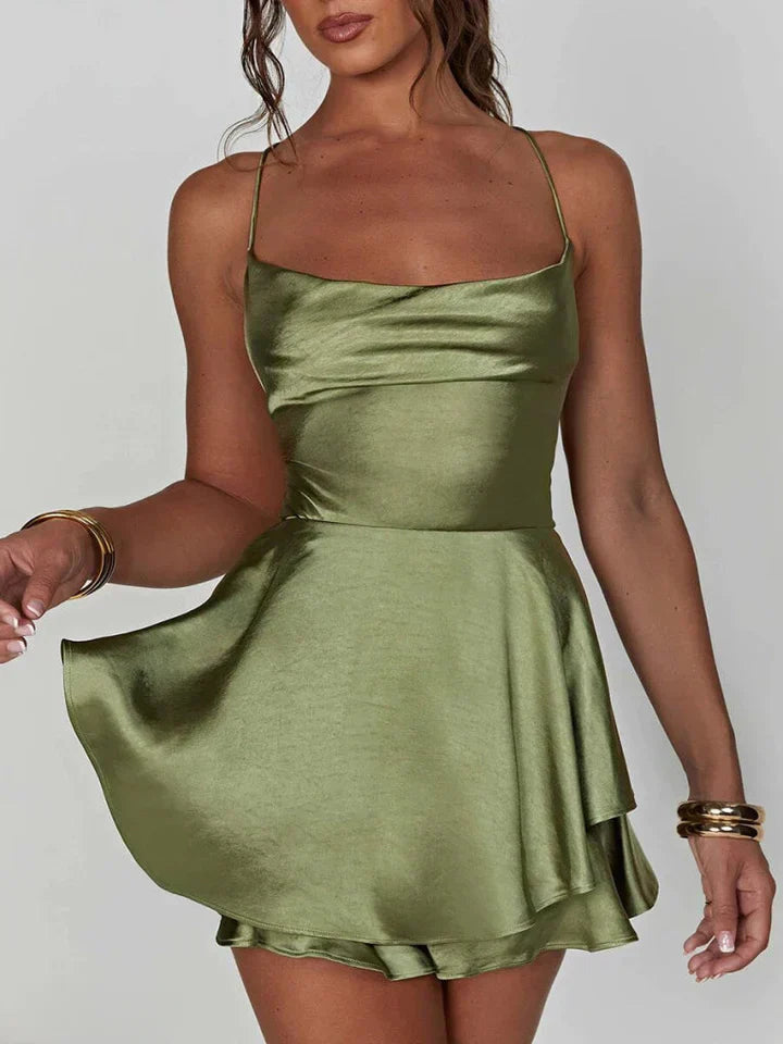 Robe Satin Mini Épaules Dévoilées