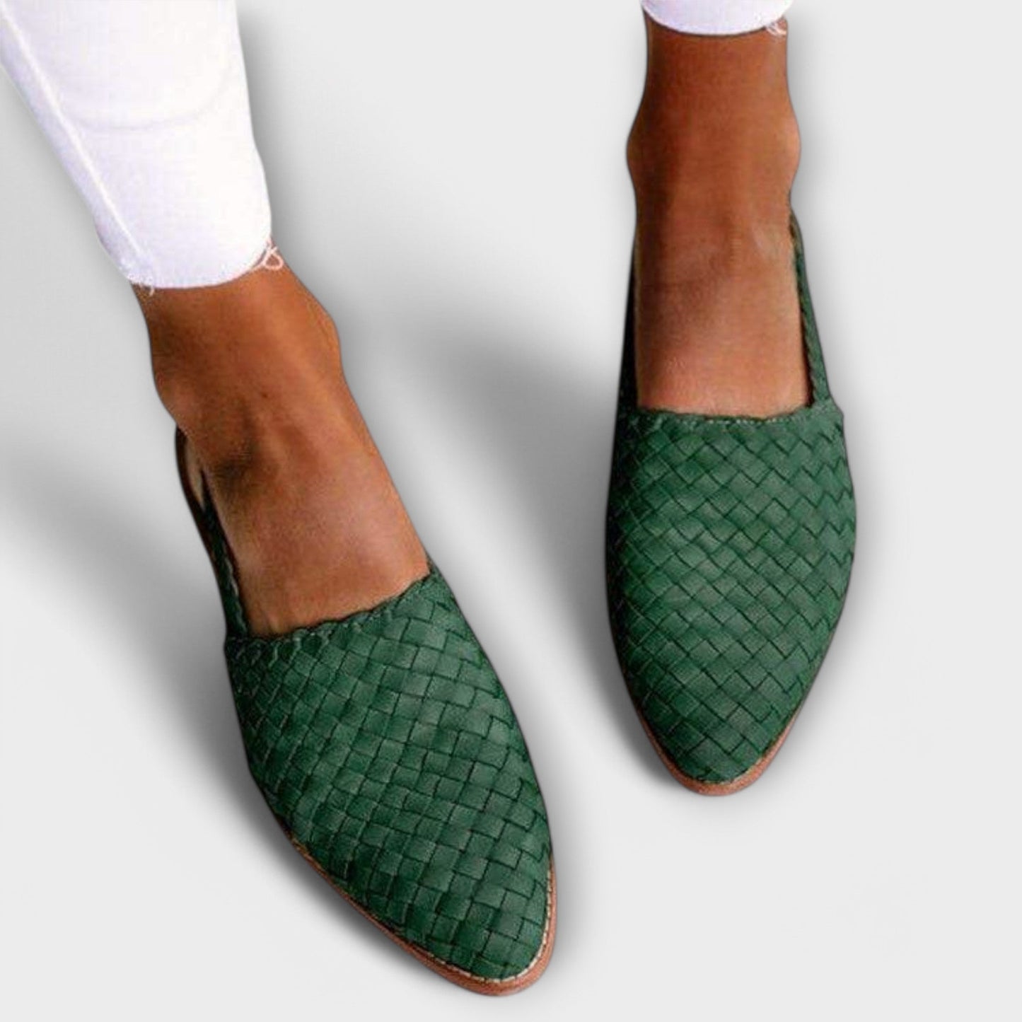 Mocassins Femme Tressés Talon Ouvert Bout Pointu - PanierRoyale