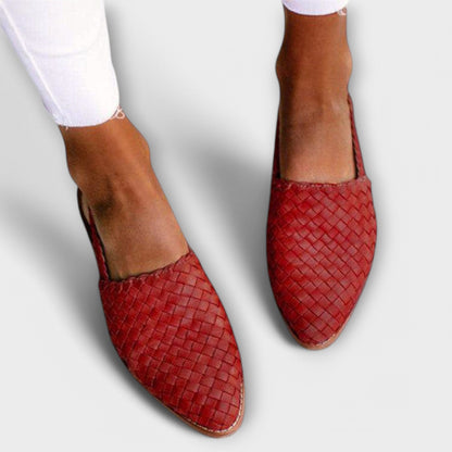 Mocassins Femme Tressés Talon Ouvert Bout Pointu