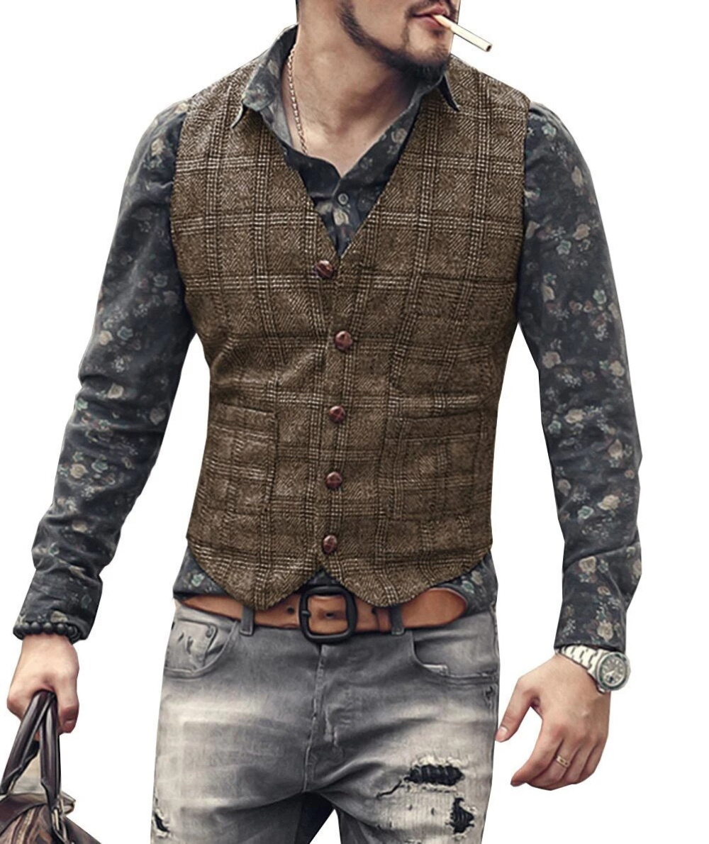 Gilet Femme Col en V Boutons Élégant