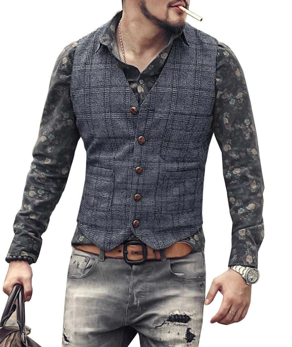 Gilet Femme Col en V Boutons Élégant