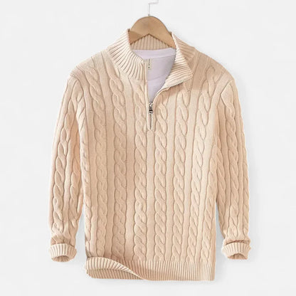 Pull Zippé Homme Col Roulé - Maille Épaisse et Confortable