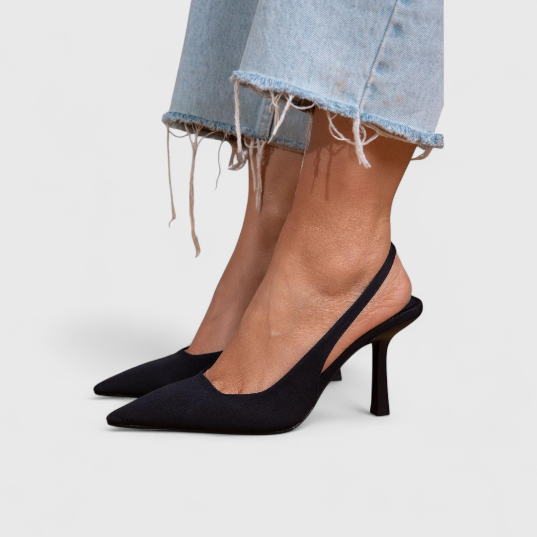 Escarpins Slingback Femme Daim Bout Pointu Talon Fin