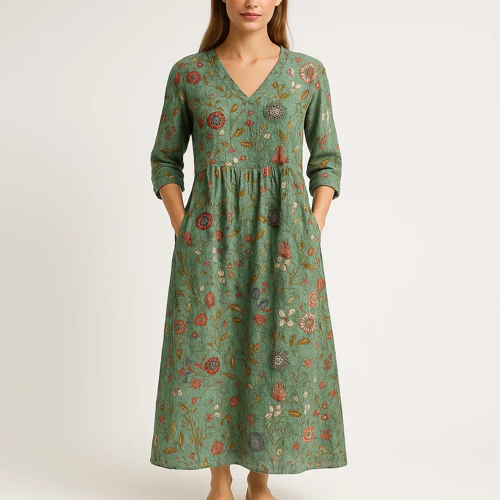 Robe Été en Coton Fleuri pour Femme Décontractée - PanierRoyale