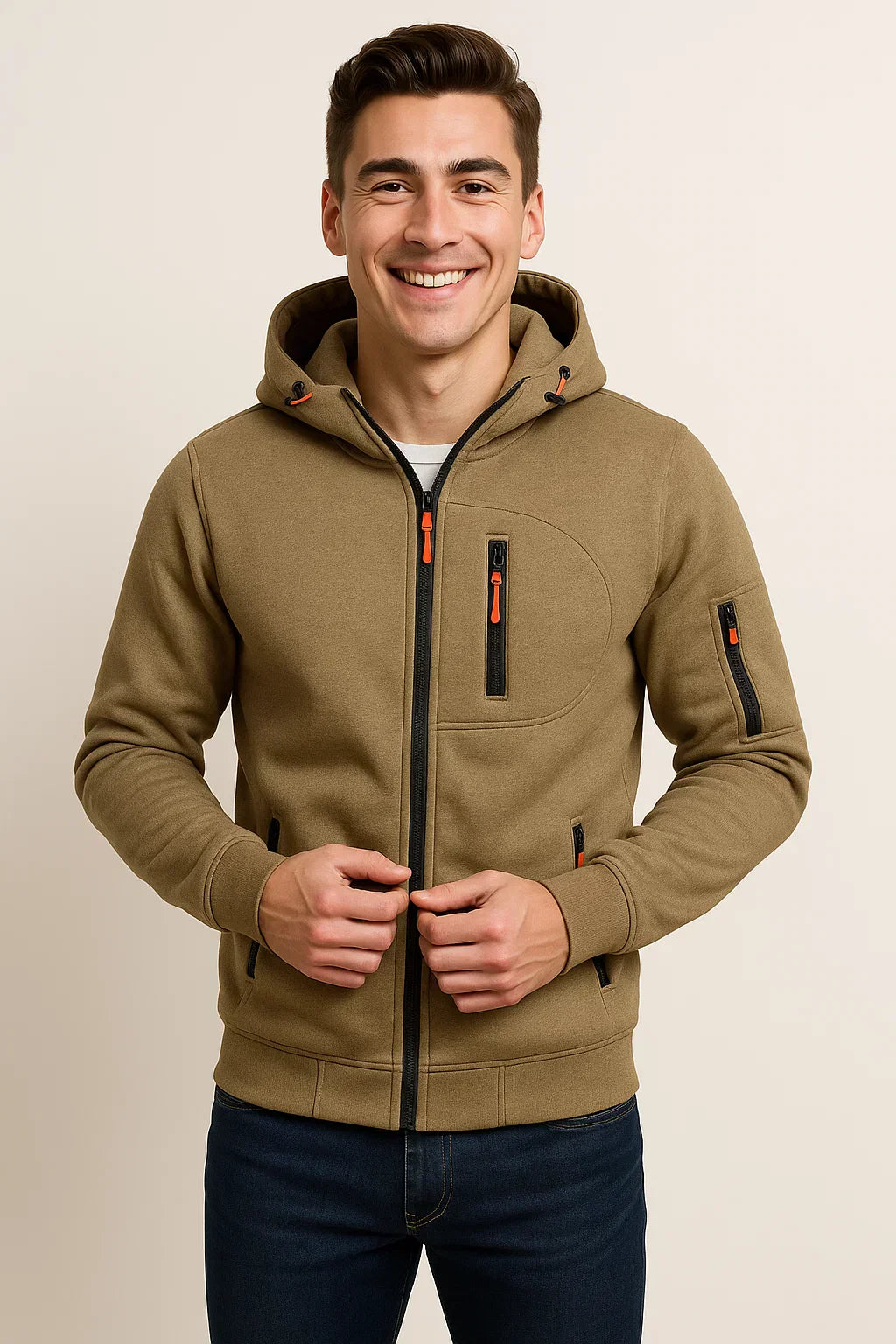 Blouson Homme Décontracté avec Capuche et Poches